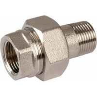Raccord union laiton nickelé droit à visser - M 3/8' - F 3/8'