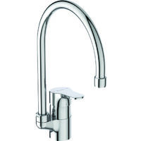 Porcher – Mitigeur d'évier monotrou Olyos II – Bec haut orientable 194mm – Finition chromée – Débit 11,4 L/min – Installation EasyFix - D2624AA