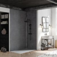 Panneau Mural Salle de Bain KINEDO KINEWALL ép. 3mm L 125 cm H 2,50m couleur Béton Fonce
