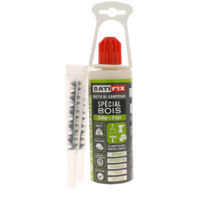 Mastic de fixation bi-composant 300 g – Haute résistance jusqu'à 600 kg – Finition bois parfaite – Pour réparations bois intérieur/extérieur – Batifix