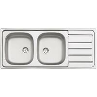 Moderna – Évier inox à encastrer 2 cuves 160mm profondeur – Épaisseur 7/10mm – Bac à laver pour cuisine professionnelle