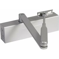 Groom – Ferme porte complet 2/4 argent – Bras pour ferme-porte – Frein à l'ouverture – Vitesse de fermeture réglable – Homologation porte coupe-feu