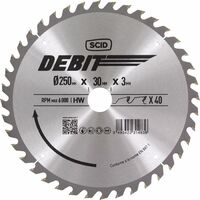 Lame au carbure pour scie à onglet SCID - Epaisseur 3 mm - 40 dents - Diamètre 250 mm - Alésage 30 mm