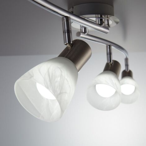 Plafonnier LED spots en verre luminaire salon orientable E14 métal verre  éclairage plafond 2 spots