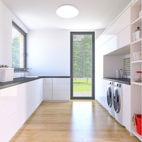 B.K.Licht plafonnier rond LED avec platine LED 12W intégrée, blanc, lumière blanche neutre de 4.000K, IP20, 278x65mm