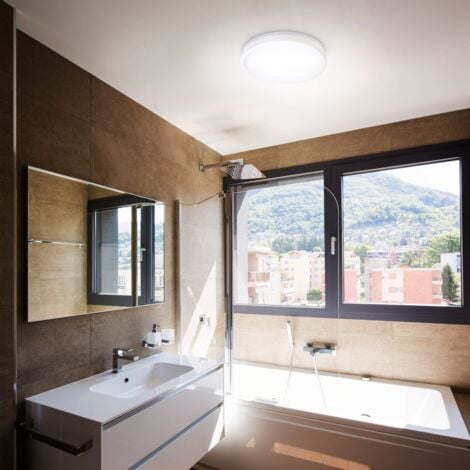 B.K.Licht plafonnier LED intérieur extérieur salle de bain balcon terrasse IP54, 13W, lumière blanche neutre 4000 Kelvin, 1600lm I Ø 220mm