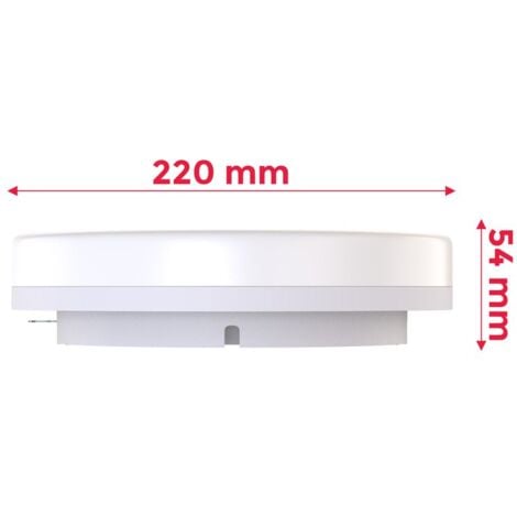 B.K.Licht plafonnier LED intérieur extérieur salle de bain balcon terrasse IP54, 13W, lumière blanche neutre 4000 Kelvin, 1600lm I Ø 220mm