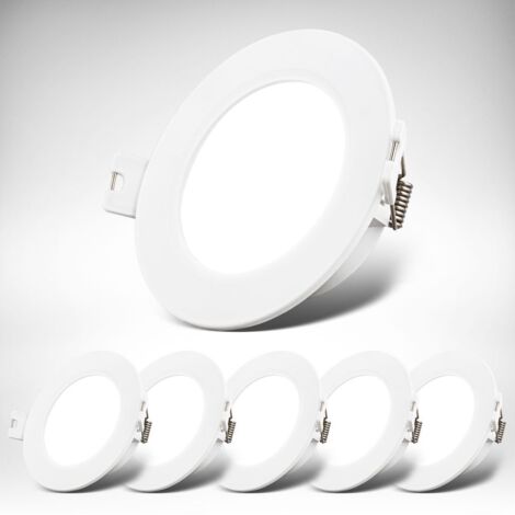 B.K.Licht lot de 6 Spots encastrables LED ultraplats Ø90mm mm 3W 330lm 4000K blanc neutre IP20 blanc kit spots plafond salon chambre cuisine