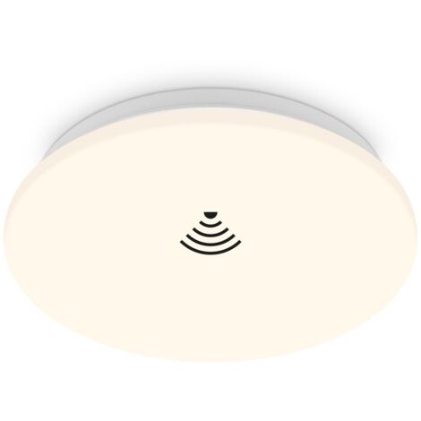 BRILONER Plafonnier LED avec détecteur de mouvement Ø27cm IP20 12W 1300lm 3000K lumière blanc chaud design moderne pour salon cuisine couloir chambre