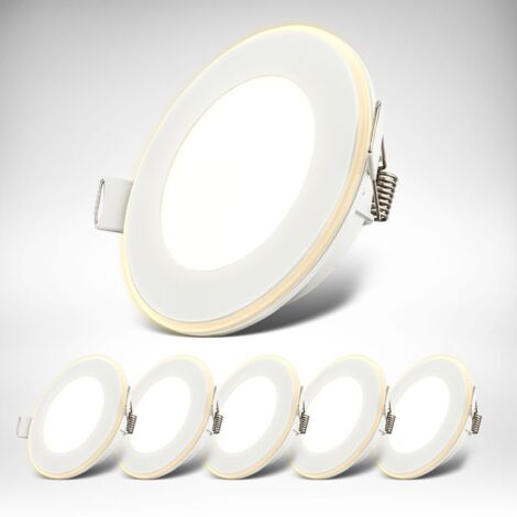 Lot de 6 spots LED encastrables - avec fonction veilleuse, 4,9W 425lm 3000K blanc chaud IP20, blanc mat - Luminaires encastrés pour le salon, le couloir et la cuisine