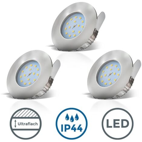 B.K.Licht I Spot LED encastrable pour salle de bain I 30 mm extra plat I Incl. 3x module LED 5W I IP44 I 3x400 lm I lumière blanche chaude I spot de plafond salle de bain