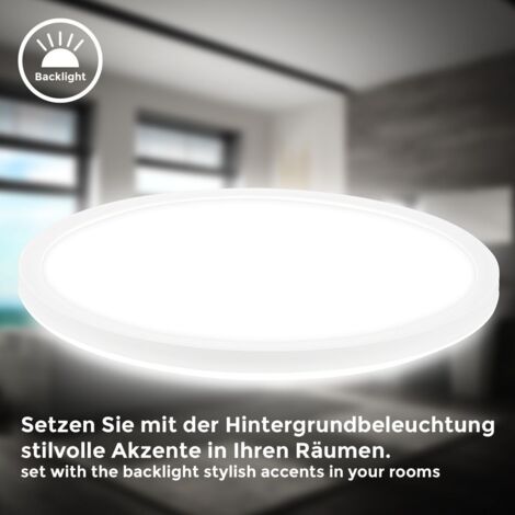 B.K.Licht Plafonnier LED 12W 4000K - 25cm Diamètre - 1200 Lumens Lumière Blanche Neutre - Noir Mat