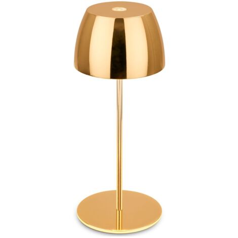 Briloner Serina Mini lampe de table LED sans fil IP44, à intensité variable, tactile, anti-éclaboussures, sans fil, couleur or, Ø8 x 20 cm (1/5)