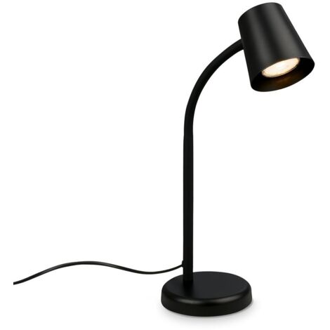 BRILONER - Lampe de chevet avec interrupteur filaire, orientable, GU10, max. 9W, lampe de bureau, lampe table salon, 13x38,5 cm, noir