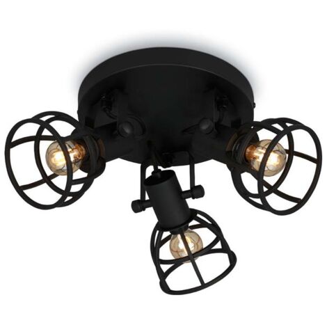 Plafonnier Spot BRILONER LEUCHTEN KORBO BLACK, 25 W, IP20, noir, métal, excl. 3x E14, Ø 23 cm (1/5)