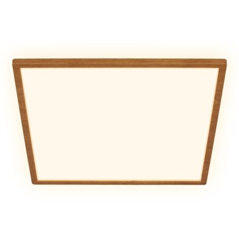 Briloner Tava Wood LED Plafonnier, Lumière indirecte, Plat, Application bois, Lumière blanche chaude, Couleur bois, 29 x 29 x 3 cm
