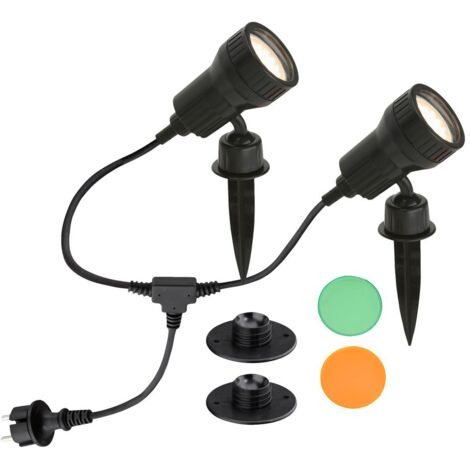 LED double spot d'extérieur BRILONER LEUCHTEN TERRA, 3 W, 250 lm, IP44, noir, plastique, incl., x GU10, 10 x 19,5 cm