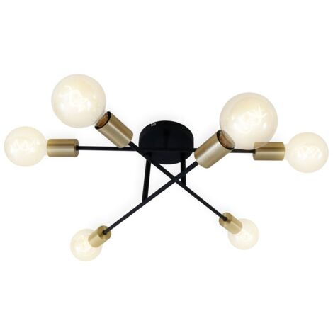 Plafonnier BRILONER LEUCHTEN PALE, 60 W, IP20, noir-or pale, métal, excl. 6x E27, Ø 55,5 cm (1/5)