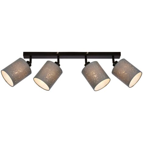 Plafonnier Spot BRILONER LEUCHTEN STOFA, 25 W, IP20, gris-noir, métal-tissu, excl. 4x E27, 65 x 13 x 19,5 cm (1/5)