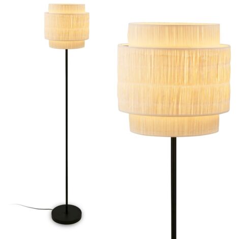 Lampadaire Briloner Papper, abat-jour en raphia, interrupteur au pied, style boh me, douille E27, naturel, 30 x 165 cm (1/5)
