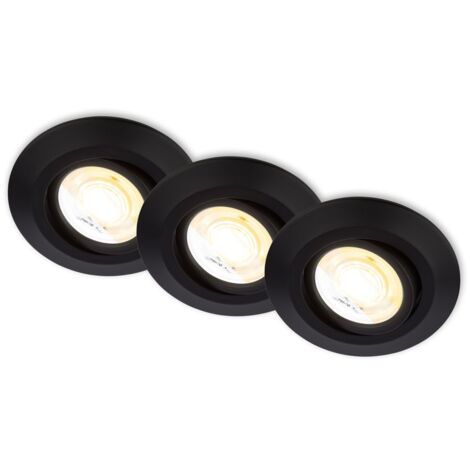 Briloner Klira, jeu de 3 spots LED encastrables 230V,intensité lumineuse variable,haute stabilité de couleur, interrupteur CTS,orientable,noir,9x2,4cm (1/5)