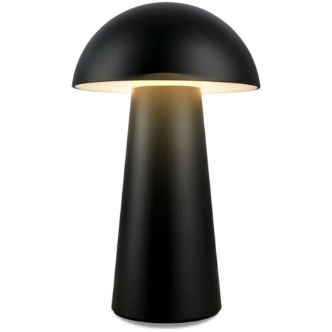 Briloner Mini lampe de table LED sans fil, à intensité variable, tactile, sans fil, anti-éclaboussures, noir, Ø12 x 19,5 cm