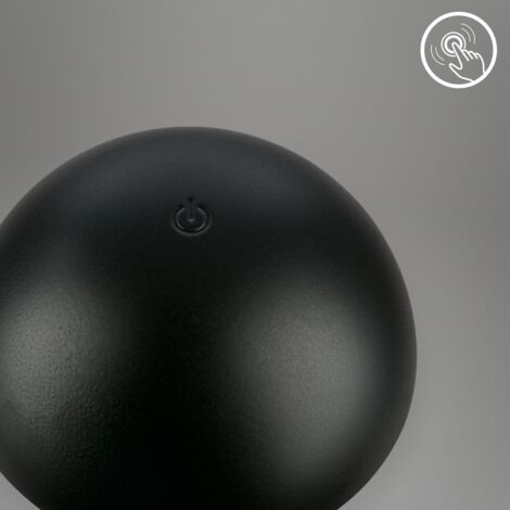 Briloner Mini lampe de table LED sans fil, à intensité variable, tactile, sans fil, anti-éclaboussures, noir, Ø12 x 19,5 cm