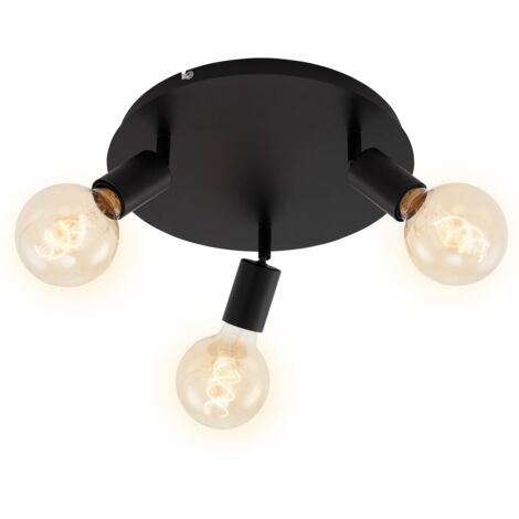 Plafonnier Spot BRILONER LEUCHTEN PEARL, 60 W, IP20, noir, métal, excl. 3x E27, intensité lumineuse variable, Ø 30 cm (1/5)