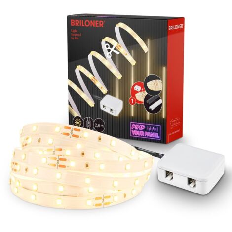 Briloner Pimp your Panel LED Strip, set de base WW, Pimp your Panel, pilote, interrupteur à câble, blanc, 260 x 1 cm