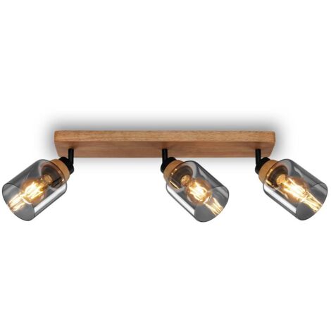 Spot, avec bois, verre fum , 3xE27/max.10W (1/5)