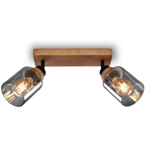 Spot, avec bois, verre fum , 2xE27/max.10W (1/5)