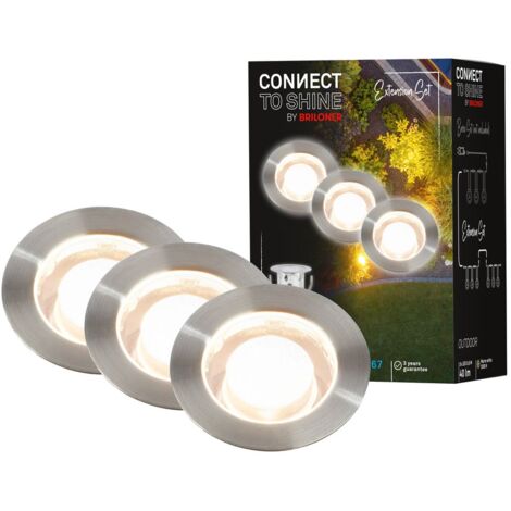 CONNECT TO SHINE Kit d'extension Kebony avec lot de 3 spots encastrables LED, IP67