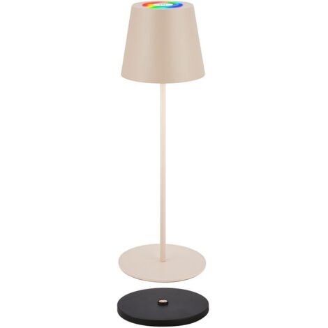 Briloner Cilano RGBW LED Lampe de table sans fil IP44, Variable, tactile, sans fil, anti-éclaboussures, Beige, Ø12 x 36 cm (1/5)