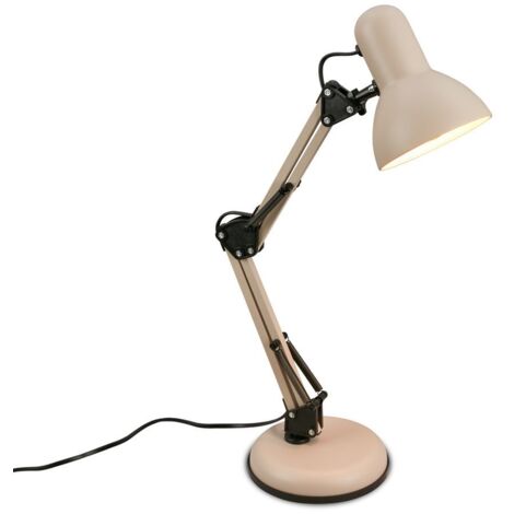 BRILONER - Lampe de bureau avec interrupteur sur le câble, orientable, E14, max.25W, lampe de table, lampe de chevet, lampe de salon à poser, 15,5x53cm, beige