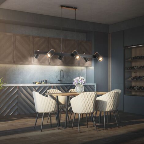 Briloner DUTA Suspension luminaire, orientable, douille GU10, à 6 ampoules, noir bois, 110 x 24,9 x 120 cm (1/5)