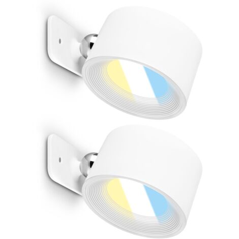Briloner TARI Lot de 2 lampes LED murales à batterie, magnétiques, CCT, variateur tactile, recharge USB-C, blanc, 9x7,5x4 cm (1/5)