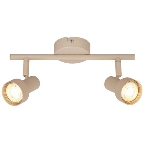 Briloner Plafonnier orientable 27,5cm douille GU10 max. 9W 2 lampes beige - Spot plafond salon couloir cuisine bureau