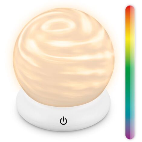 Briloner Lampe de table LED sans fil Ø15x16,5 cm ronde 0,45 W 40 lm 2700 K blanc chaud RGB dimmable blanc - Lampe de chevet salon chambre