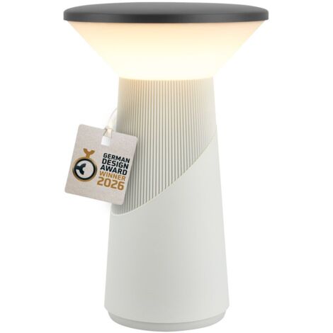 Briloner Lampe de table LED sans fil 15 x 24 cm 2,6 W 200 lm 2700 K blanc chaud dimmable design award gris clair - Lampe de chevet salon chambre balcon