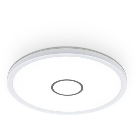 B.K.Licht plafonnier rond Ø29cm LED 18W ultra-plat 28mm applique modern blanc-argenté 2400Lm lumière blanche neutre 4000K