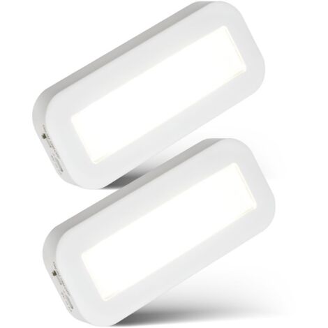 Briloner Lumière sous meuble, lot de 2, sans fil, 15x6,5 cm, rectangulaires, 1,3 W, 100 lm, 4000 K, blanc neutre, autocollants, blancs - Reglette cusine, cage d'escalier