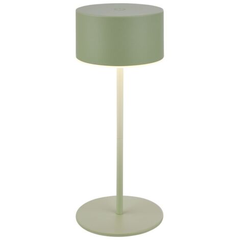 Briloner Lampe de table LED sans fil Ø8x19cm 2,6W 150lm 2700K blanc chaud dimmable vert sauge - Lampe de chevet salon chambre balcon