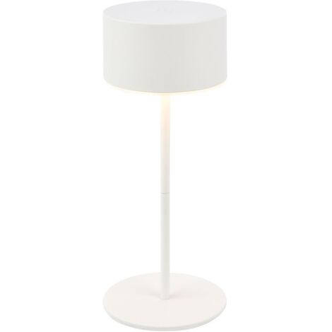 Briloner Lampe de table LED sans fil Ø8x19cm 2,6W 150lm 2700K blanc chaud dimmable blanc antique - Lampe de chevet salon chambre balcon