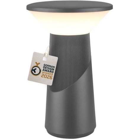 Briloner Lampe de table LED sans fil 15 x 24 cm 2,6 W 200 lm 2700 K blanc chaud dimmable design award anthracite - Lampe de chevet salon chambre balcon