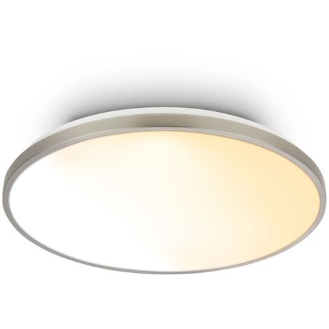 Briloner Plafonnier LED télécommande Ø48cm rond 44W 5300lm 2200K-4000K blanc chaud à blanc neutre dimmable nickel mat - Lustre salon chambre cuisine