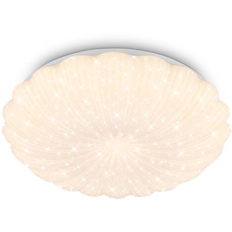 Briloner Plafonnier LED ciel étoilé Ø38,5cm rond 24W 2600lm 3000K blanc chaud bord ondulé blanc - Plafonnier salon chambre cuisine couloir