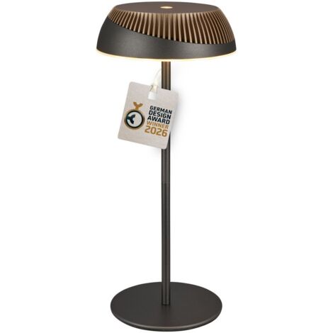 Briloner Lampe de table LED sans fil Ø14x32cm 2W 200lm 2700K blanc chaud touch anthracite bronze métallisé - Lampe de chevet salon couloir balcon