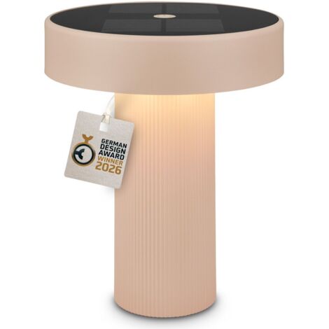 Briloner Lampe de table LED sans fil Ø16x20cm 1W 150lm 3000K blanc chaud solaire beige - Lampe de table salon couloir balcon