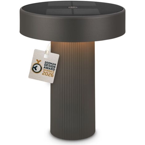 Briloner Lampe de table LED sans fil Ø16x20cm 1W 150lm 3000K blanc chaud solaire anthracite - Lampe de table salon couloir balcon