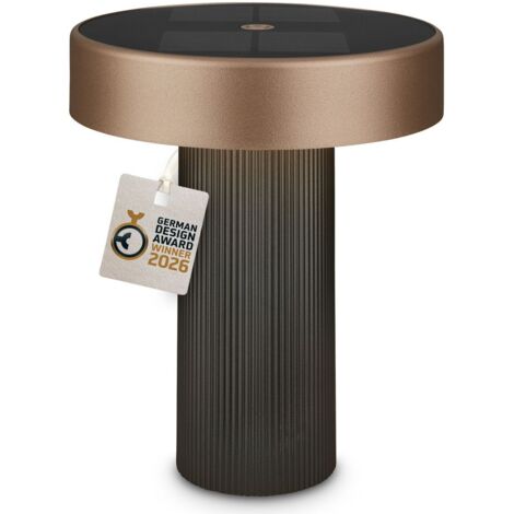 Briloner Lampe de table LED sans fil Ø16x20cm 1W 150lm 3000K blanc chaud solaire anthracite bronze métallisé - Lampe de table salon couloir balcon